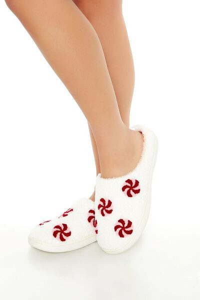 Plush Peppermint Candy House Slippers | Forever 21