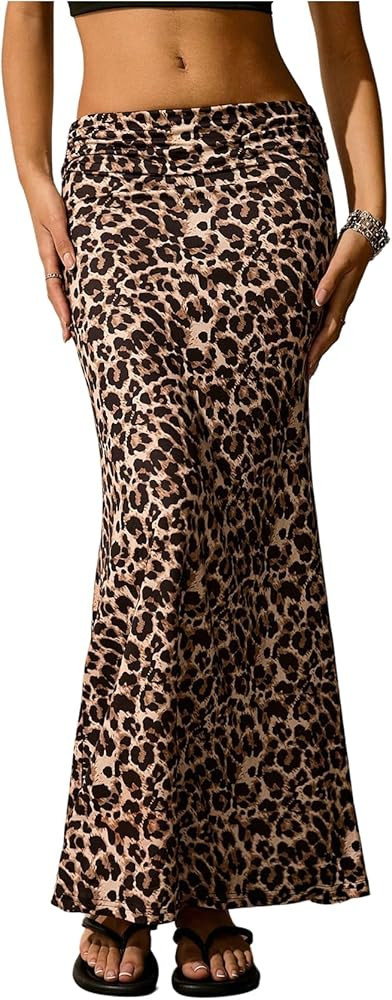GORGLITTER Women's Leopard Maxi Skirt Cheetah Print High Waist Fishtail Pencil Long Skirts | Amazon (US)