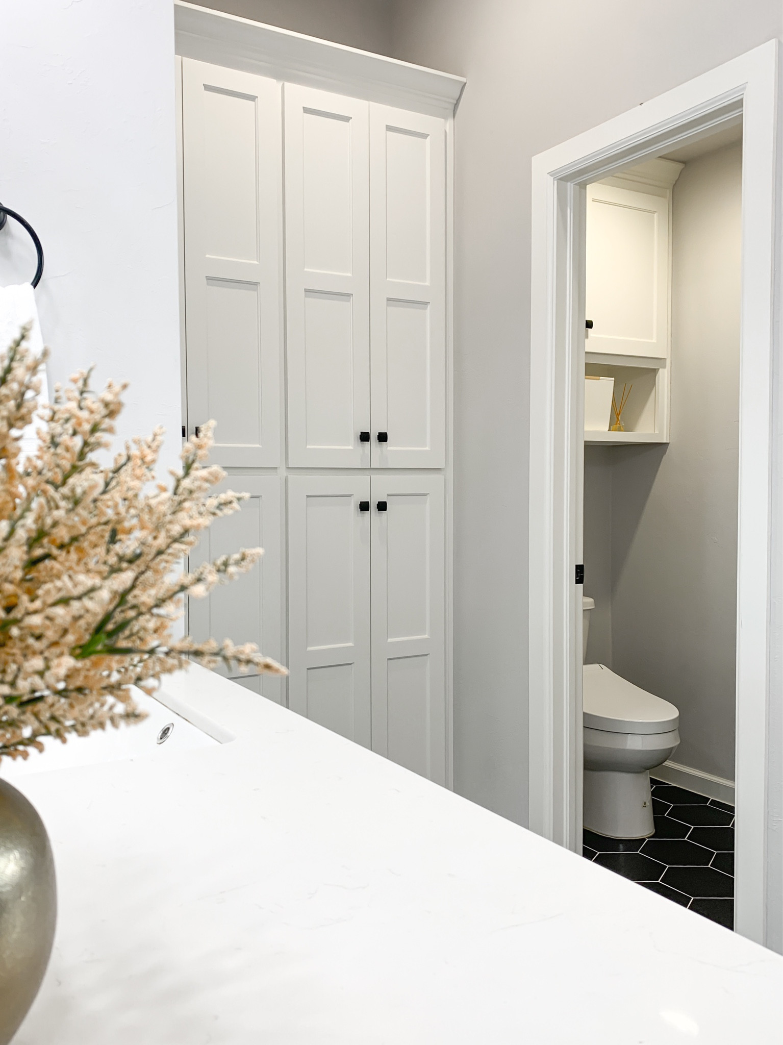 That heated bidet seat is pretty nice to have on this cold day to be honest! 

Home decor, bathroom decor, bathroom diffuser, decor bin, faux bin, white towel, black ring, faux stems, gold vase

#LTKstyletip #LTKhome