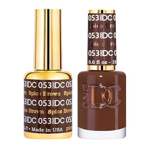 DND DC Gel Polish Set, Brown Collection, UV/LED Gel Polish and Air Dry Nail Lacquer, Matching Chip-Free Polish Duo, 053 Spiced Brown, 0.5 Fl Oz | Amazon (US)