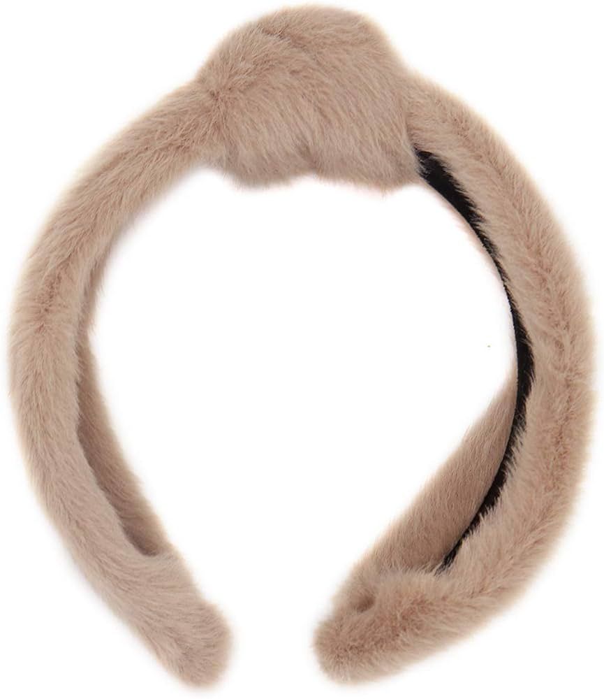 surell Faux Mink Hairband with Knot - Winter Fashion Fluffy Accessory - Luxury Headwear - Fake Fu... | Amazon (US)