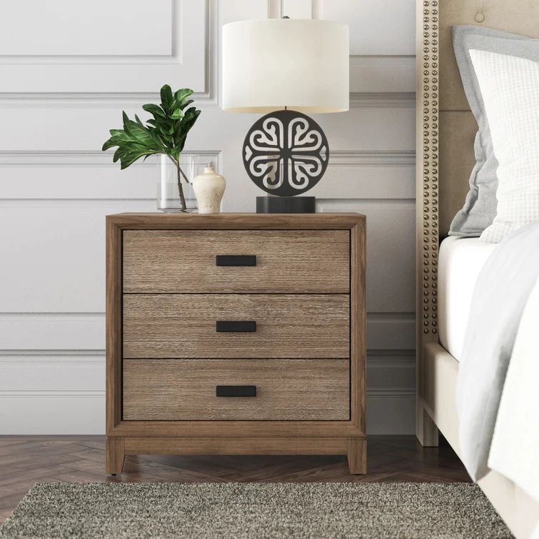 Aarush 26'' Tall 2 - Drawer Solid Wood Nightstand in Antique Gray | Wayfair North America