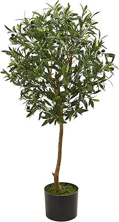 Nearly Natural 3' Olive Tree Artificial Plant, Green | Amazon (US)