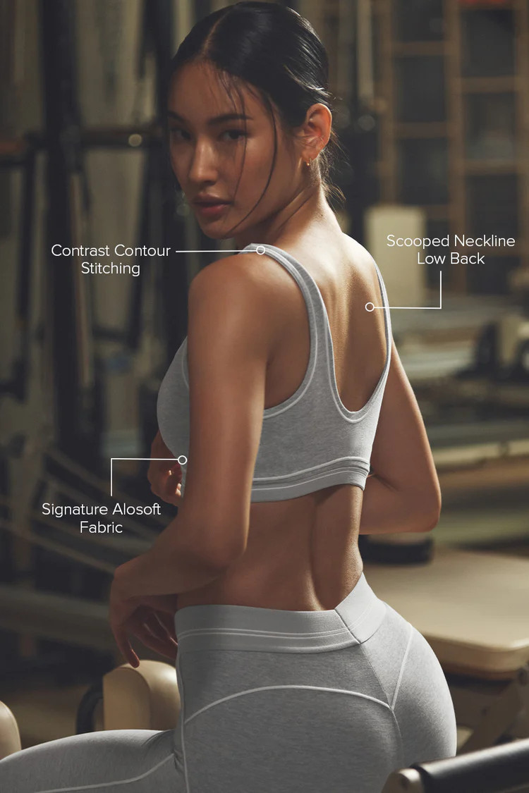 Alosoft Heart Throb Bra - Athletic Heather Grey/White | Alo Yoga (US)