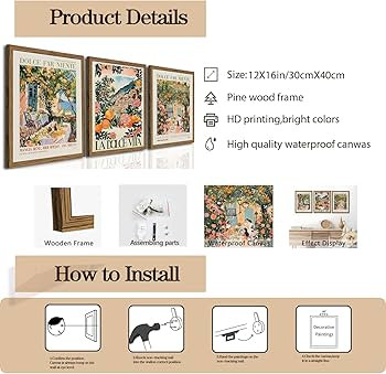 Italy Travel Wall Art Set of 3, Amalfi Coast Wall Decor, Trendy Italian Food Kitchen Poster Canva... | Amazon (US)