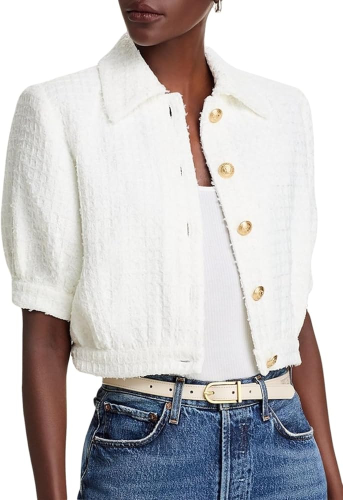 LifeShe Tweed Blazers for Women Cropped Short Sleeve Jacket Summer Work Business Casual Coat No P... | Amazon (US)