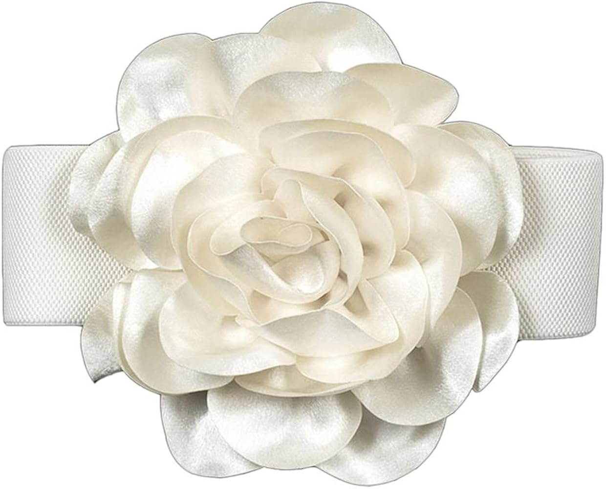 Women Big Floral Elastic Wide Waist Belt Stretch Cinch Waistband Decorative with Flower for Dress | Amazon (US)