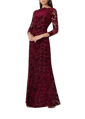 Shoshanna Women's Midnight Bordeaux Velvet Lace Brianna Dress, Bordeaux, 8 | Amazon (US)