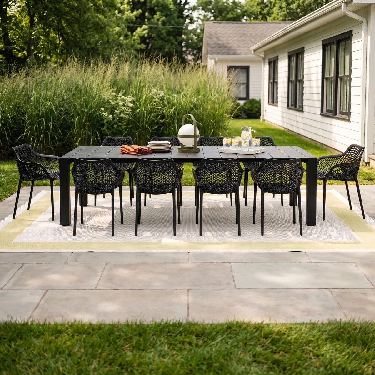 Farrah Rectangular Extendable Plastic 11-Piece Patio Dining Set | Wayfair North America