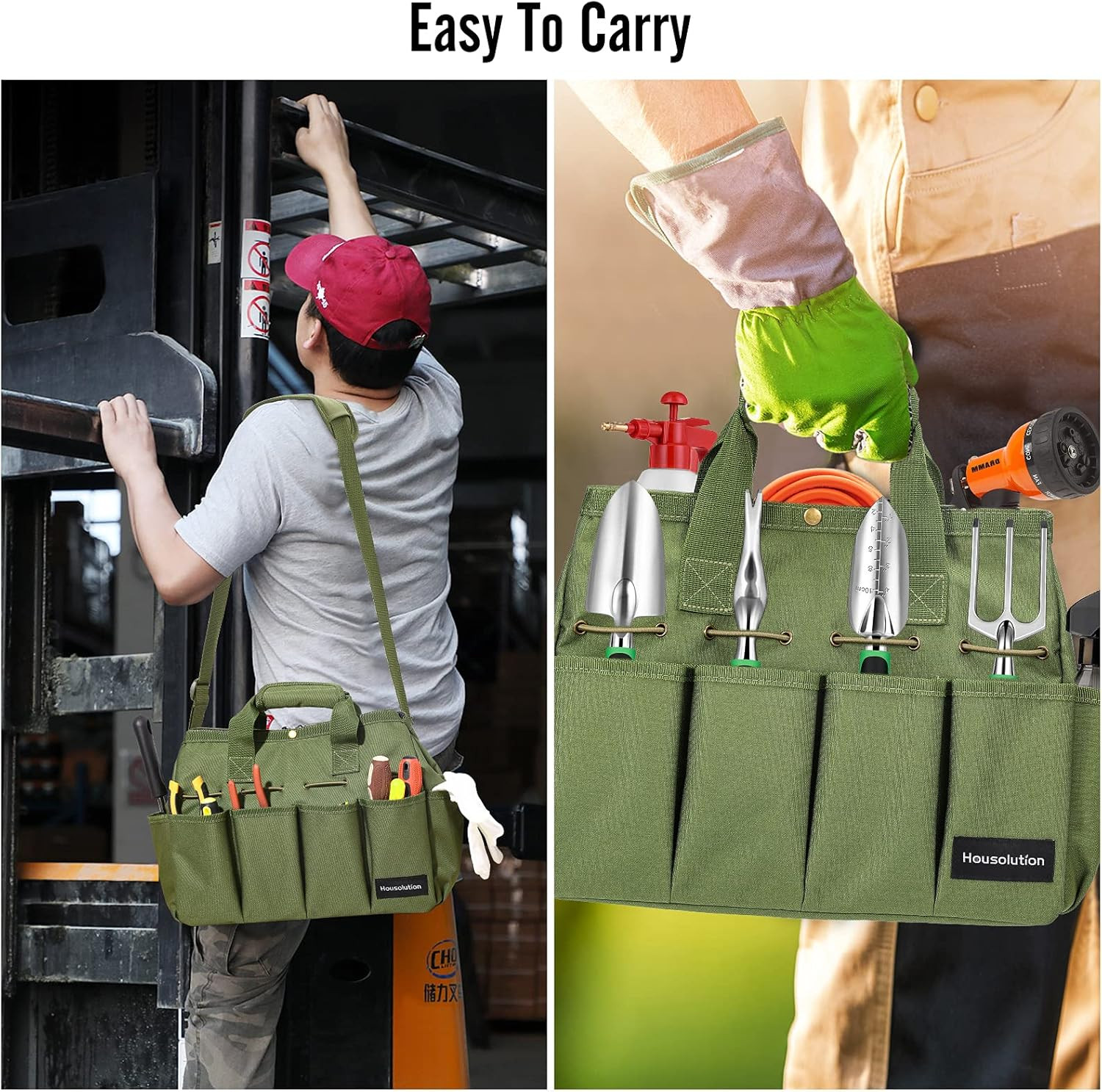 Garden Tote Bag, 900D Standable Gardening Tool Bag, Garden Tote Storage Bag with Pockets & Long A... | Amazon (US)