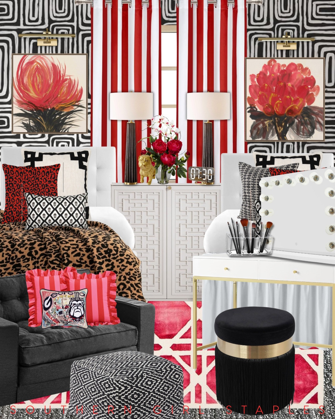 Dorm goals unlocked! 🎓✨
Bold stripes, leopard print, and glam gold accents—this dorm room is anything but basic. Shop my exact picks for bedding, décor, and furniture to recreate this luxe, layered look. 🖤❤️🐆 P.S. Go Dawgs! 🐾 

Tap to shop everything from bedding to the perfect vanity setup!

#DormRoomDecor #LTKBackToSchool #BoldInteriors #DormGoals #LTKHome #LTKDorm


#LTKU #LTKHome #LTKFamily