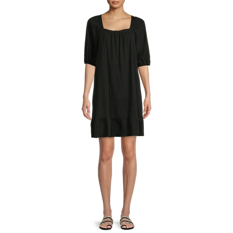 Time and Tru Women's Square Neck Dress - Walmart.com | Walmart (US)