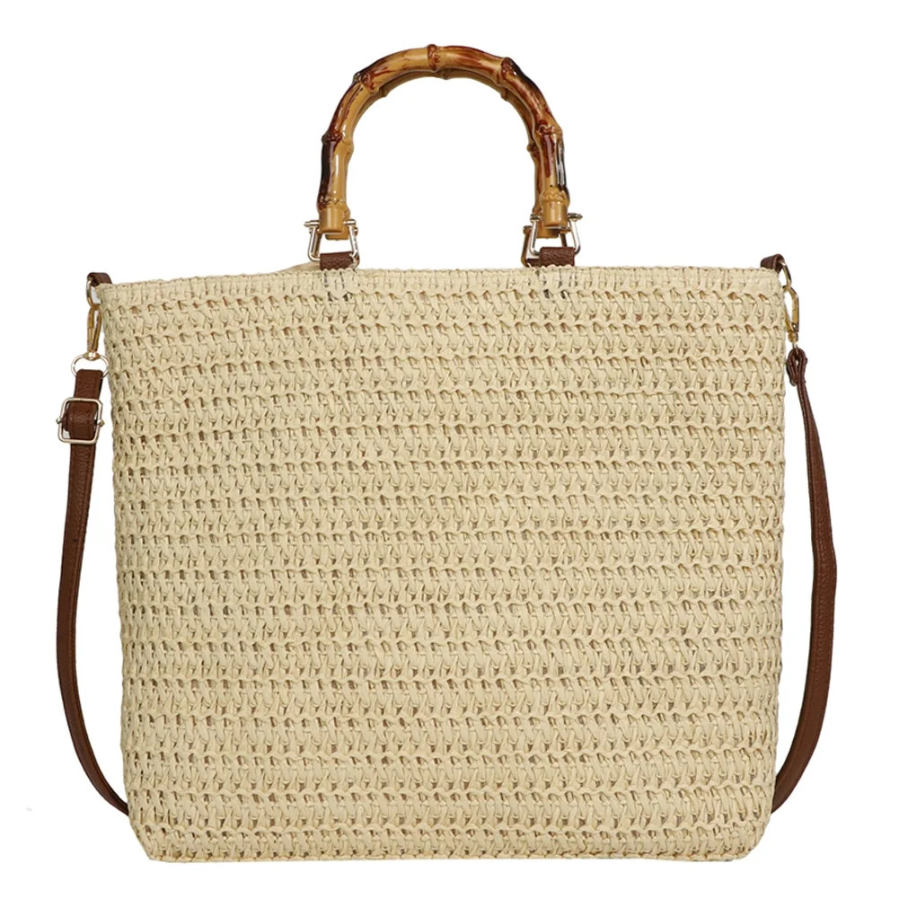 Women Straw Woven Handbag with Bamboo Handle Tote Clutch Bags for Seaside(Beige) Shoulder Bags fo... | Walmart (US)