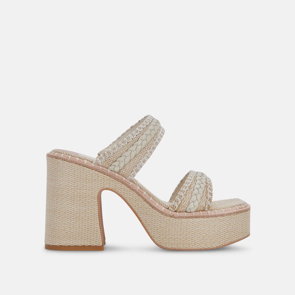 WHIM HEELS OATMEAL RAFFIA | DolceVita.com