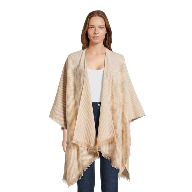 Time and Tru Women’s Midweight Layering Wrap, Sizes XS-XL, Ant/Winter White | Walmart (US)