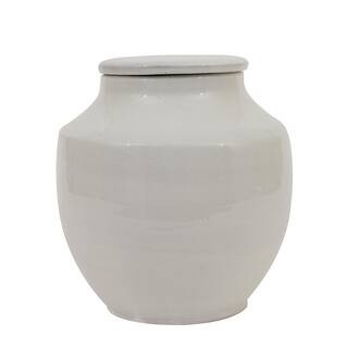 3R Studios Small Round White Terracotta Cachepot DA7265 | The Home Depot