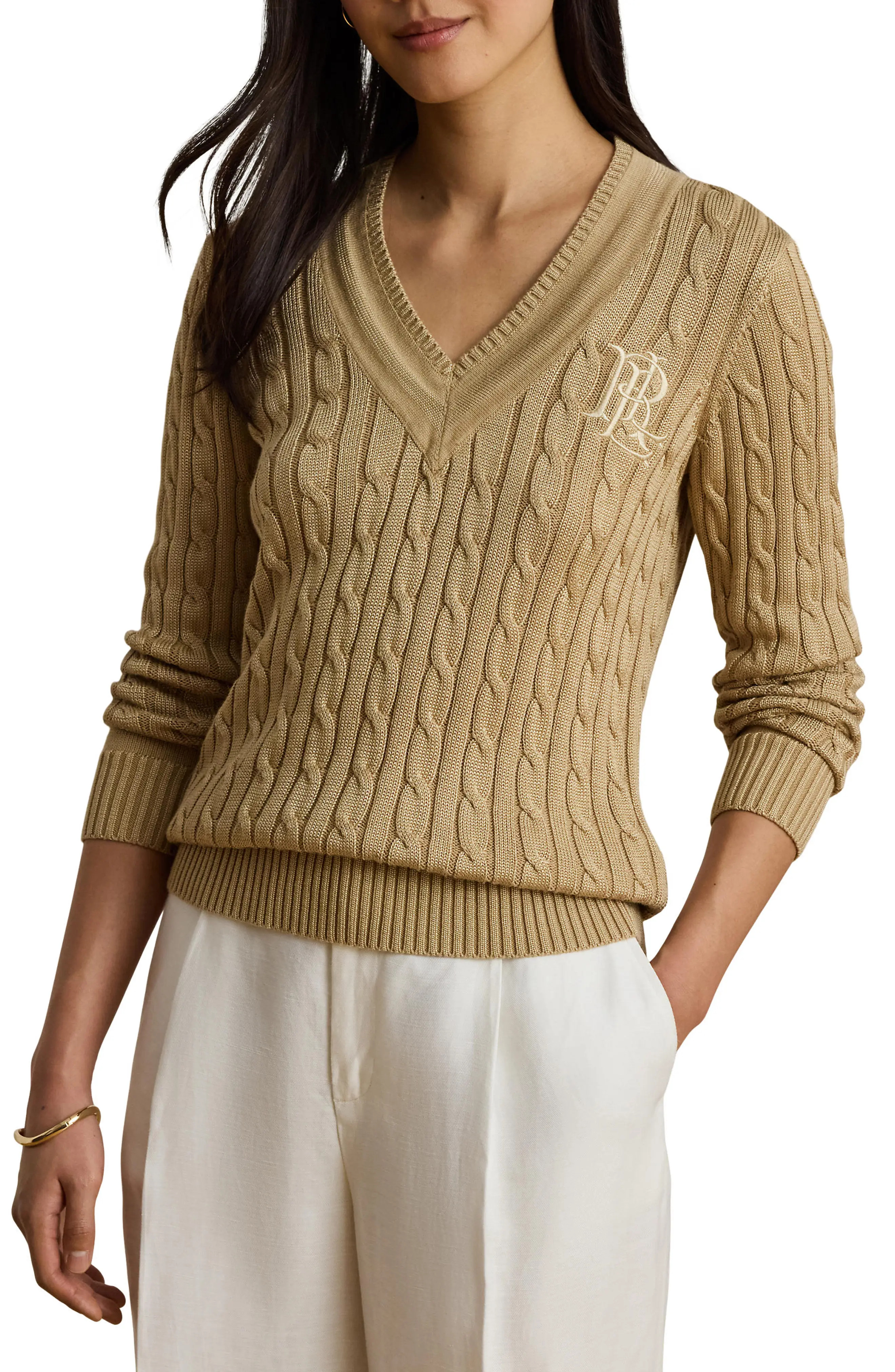 Cable Stitch V-Neck Sweater (Women) | Nordstrom | Nordstrom