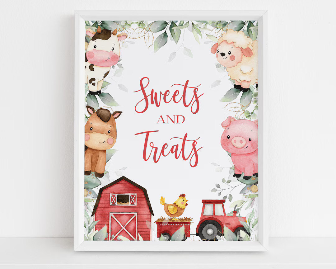 Farm Sweets and Treats Station Sign, EDITABLE Kids Barn Birthday, Ranch Baby Shower Decor, Desser... | Etsy (US)