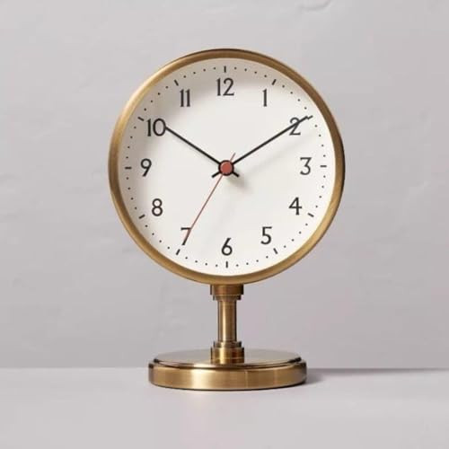 Modern Tabletop Desk Clock with Stand, White Face, Brass Finish Frame | Amazon (US)