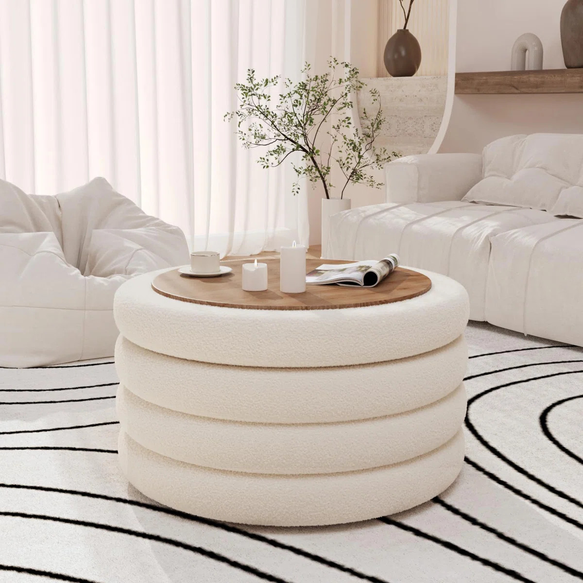 30 Inch Round Ottoman Coffee Table With Storage | Wayfair North America