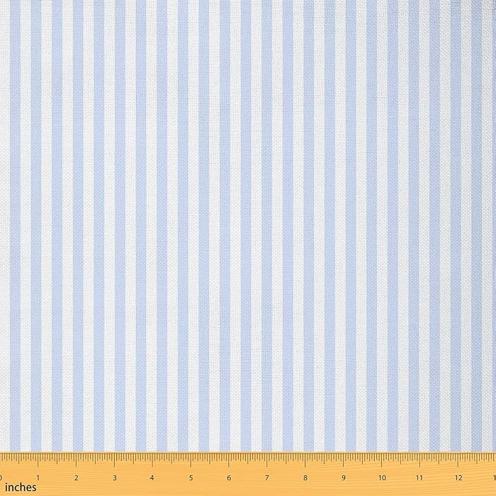 Blue White Stripes Soft Flannel Polyester No Stretch Fabric by The Yard,Modern Simple Style Strip... | Amazon (US)