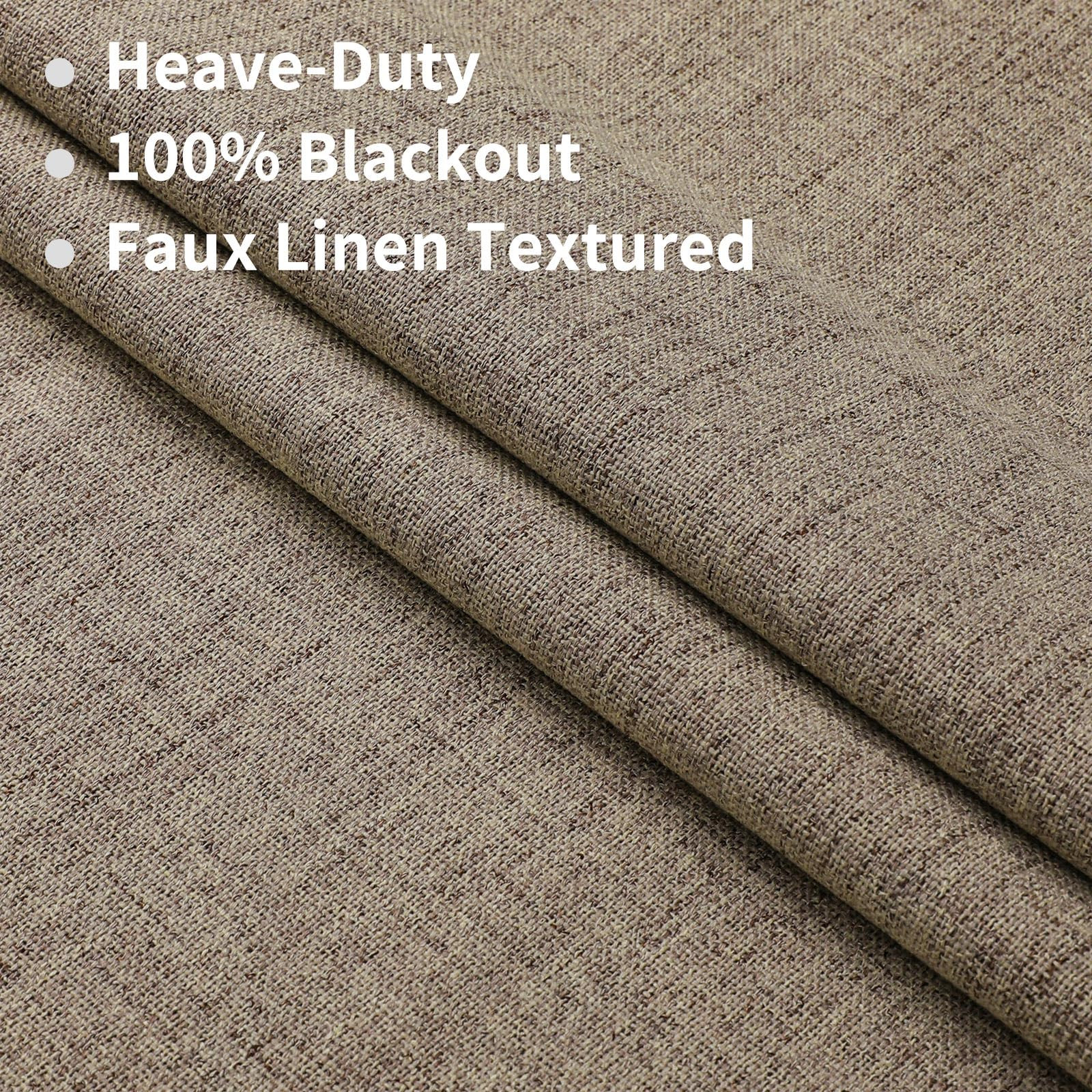 Joydeco Natural Linen Curtains 84 inch Length 2 Panels Set Burg 100% Blackout Long Drapes for Bed... | Amazon (US)