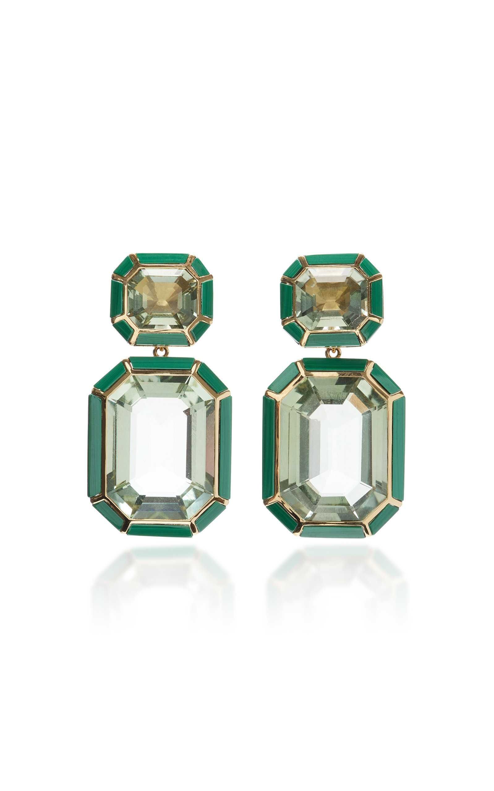 18K Gold Amethyst And Malachite Earrings | Moda Operandi (Global)