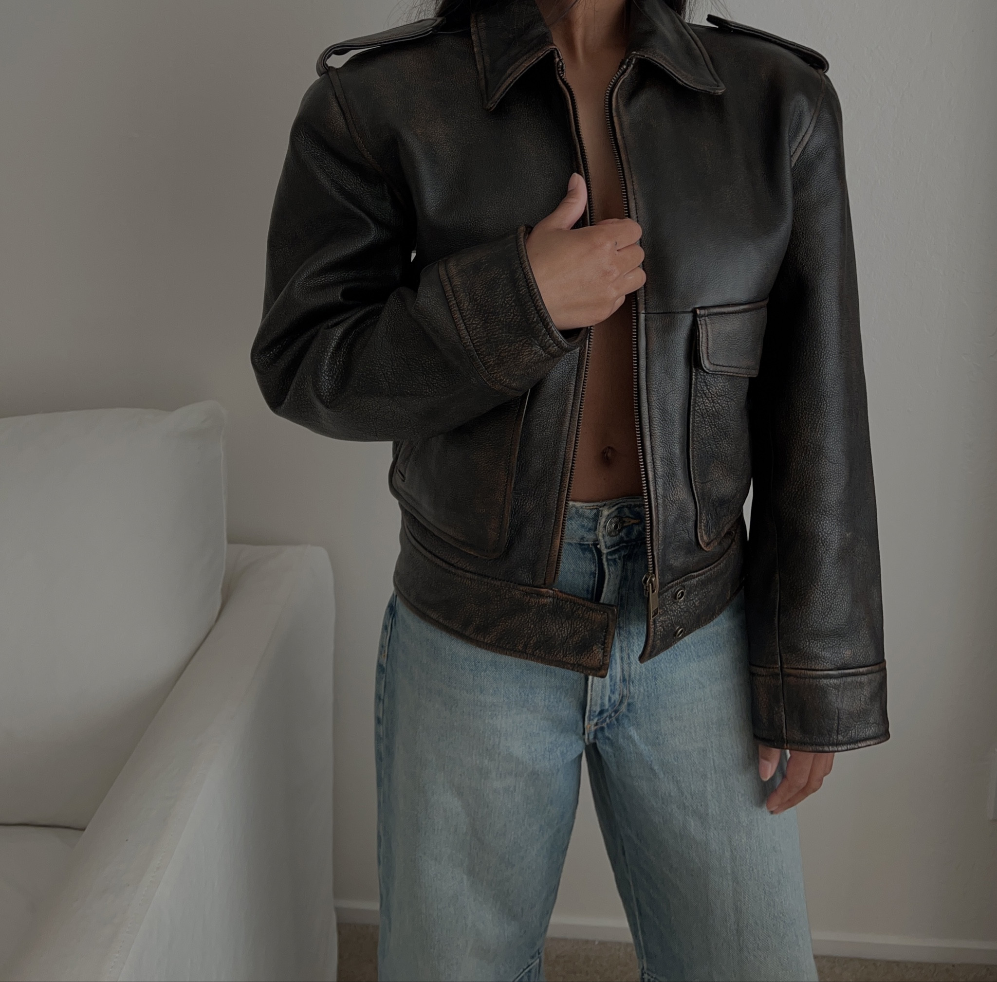 leather jacket, blue jeans. 

#LTKstyletip