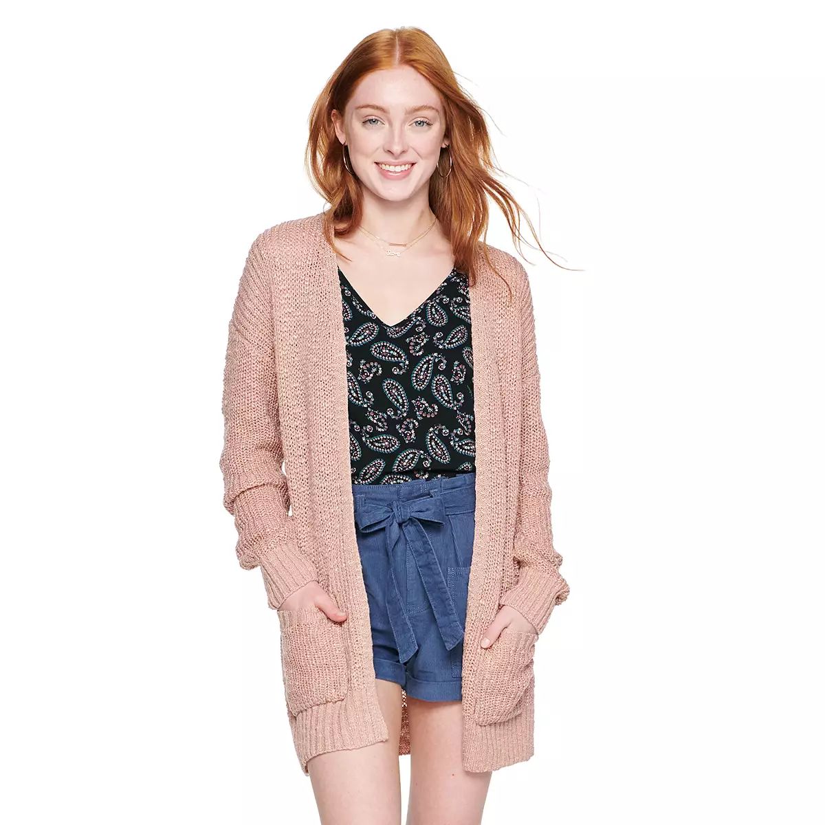 Juniors' SO® Open Front Textured Boyfriend Cardigan Sweater | Kohl's