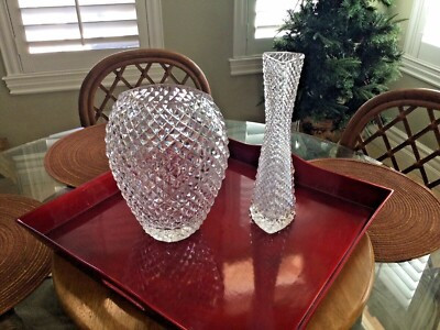 Stunning Vintage ABP Diamond Cut Tall Leaded/Cut Crystal Vases (2 Styles)c.1900' | eBay US
