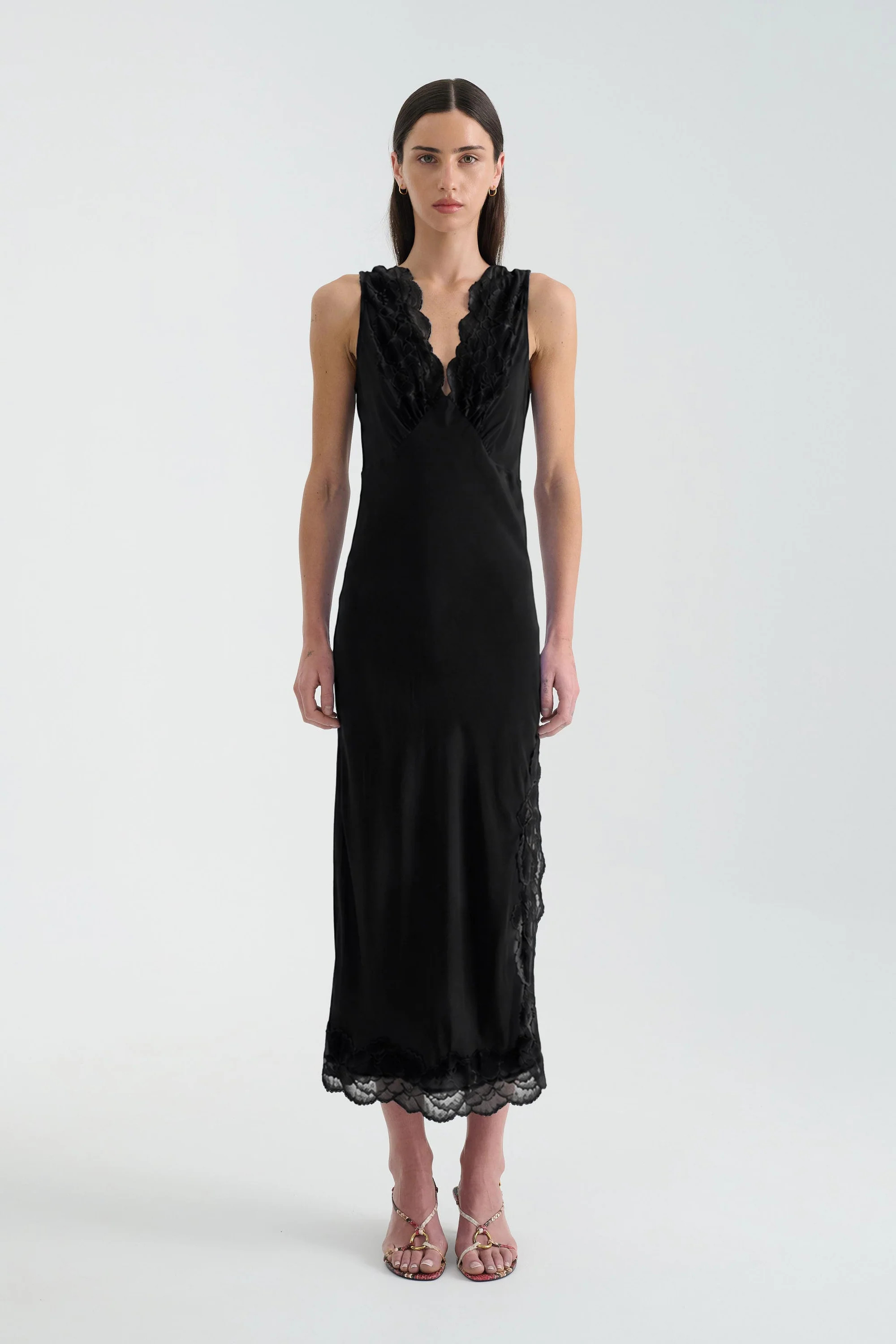 Annie Silk Midi Dress in Noir | ROWIE Dresses | ROWIE The Label (US)