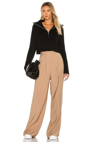 Lovelle Zip Up Sweater in Black | Revolve Clothing (Global)