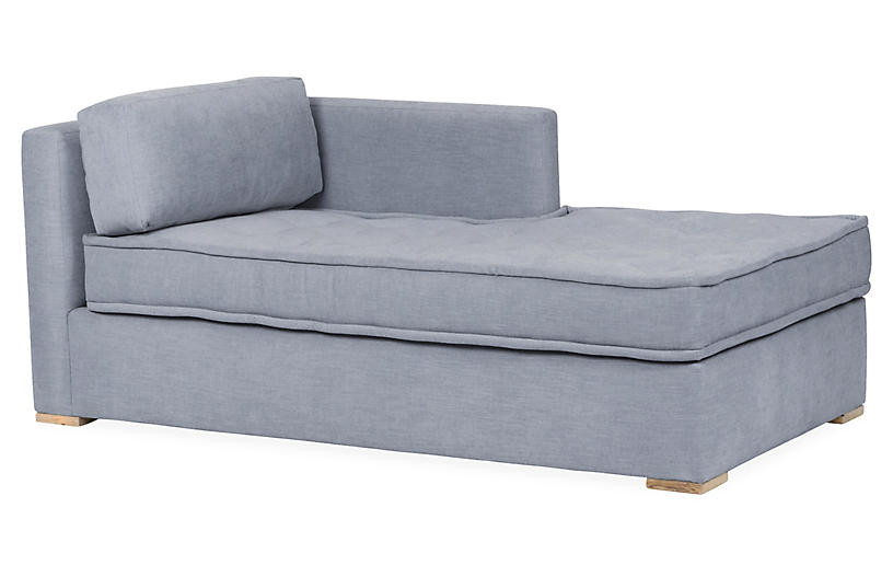Lane Right-Facing Tufted Chaise, Gray Blue | One Kings Lane