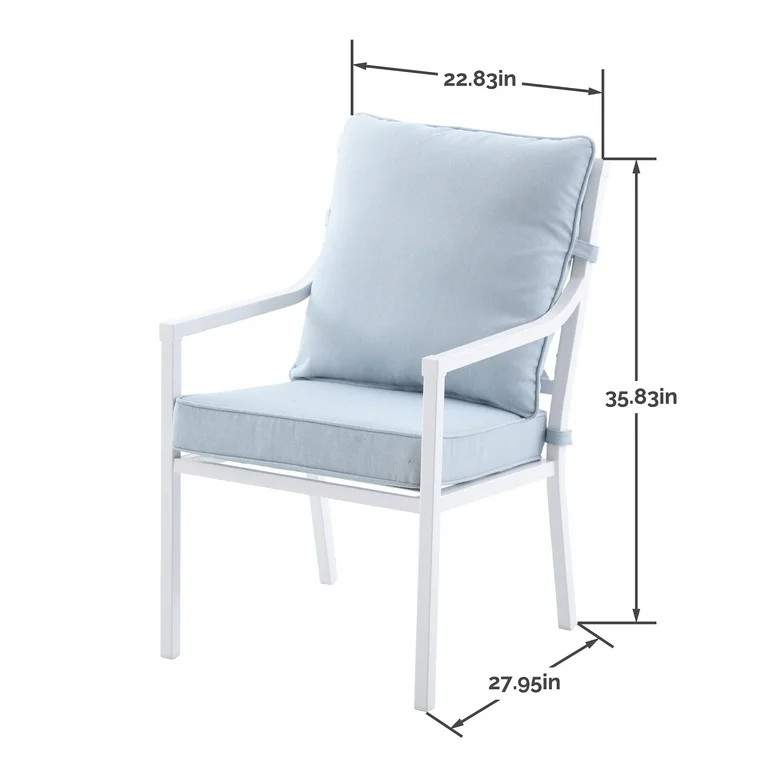 My Texas House Cambria Steel Outdoor Patio Dining Chair - Set of 2, Blue | Walmart (US)