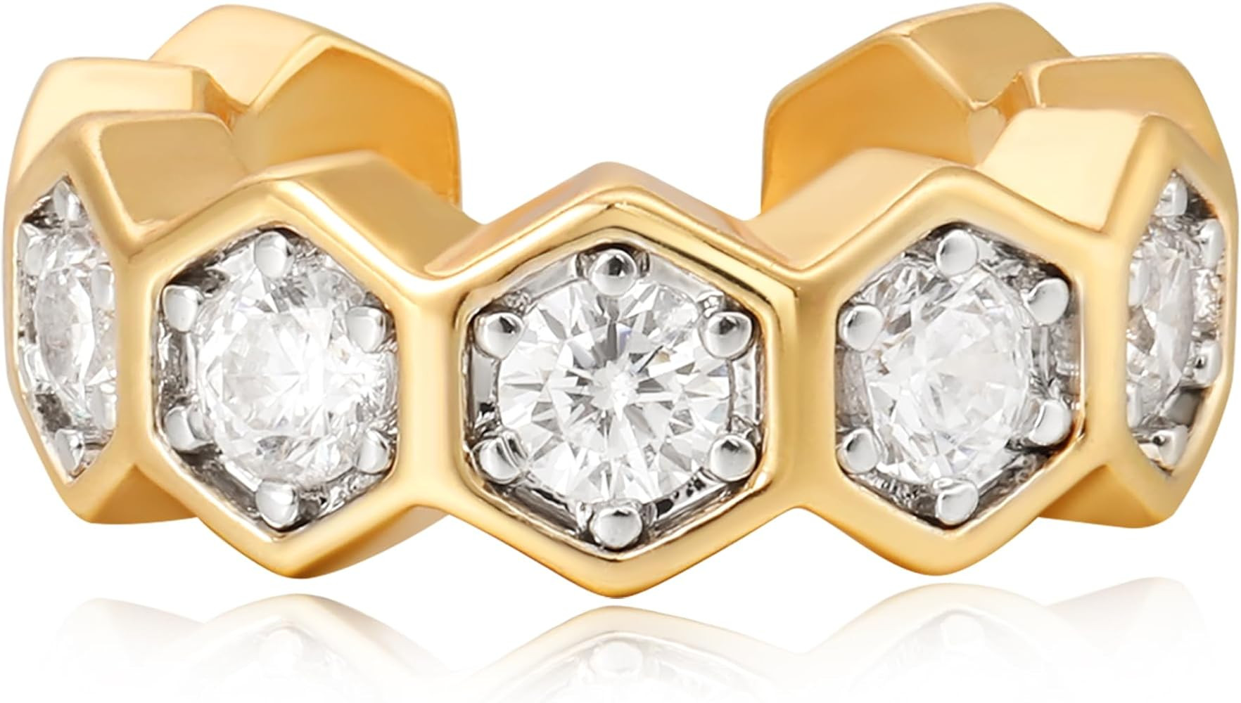 Ear Cuff Earrings for Women 14K Gold Plated Cubic Zirconia Paved Sparkling Huggie Ear Cuffs Non P... | Amazon (US)