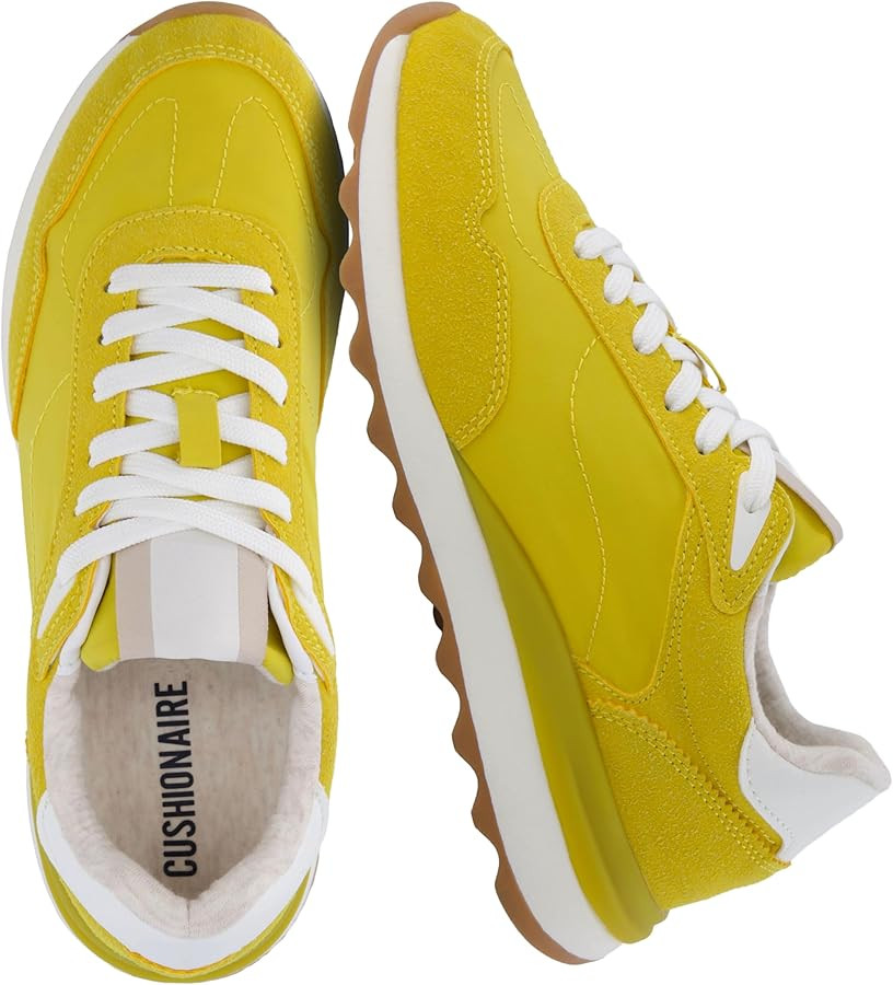 CUSHIONAIRE Women's Kicks lace up Nylon Sneaker +Comfort Foam, Wide Widths Available | Amazon (US)