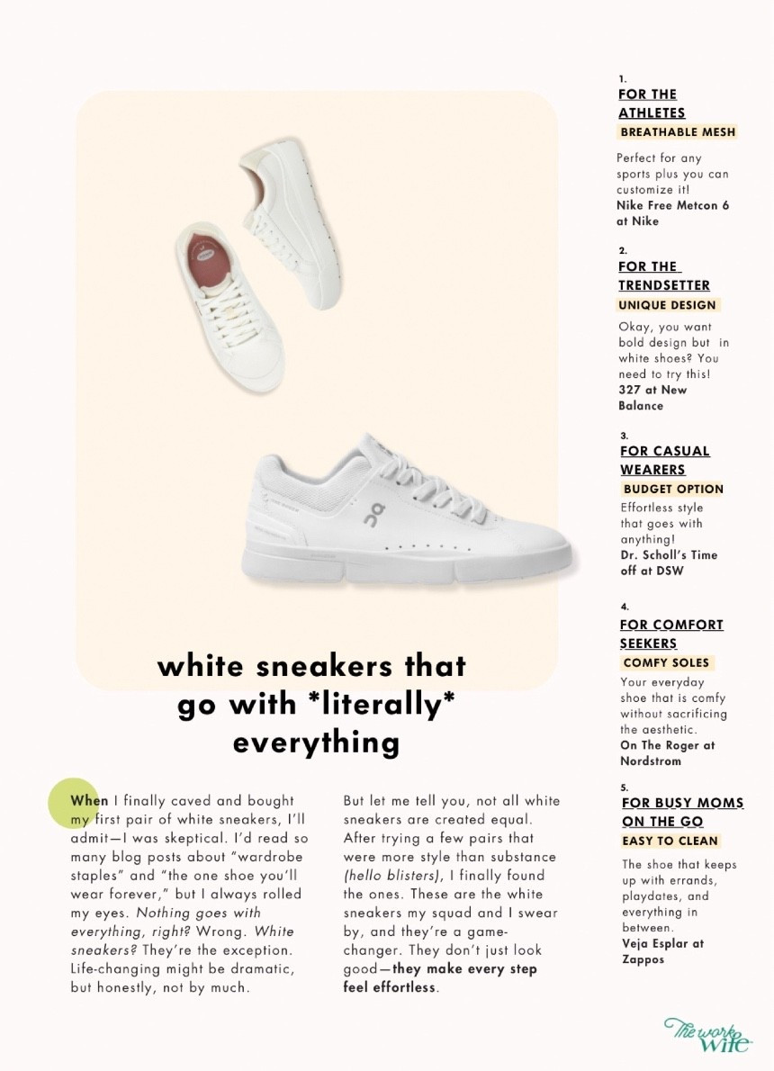 White shoes that go with literally everything. 

#LTKGiftGuide #LTKStyleTip #LTKHoliday