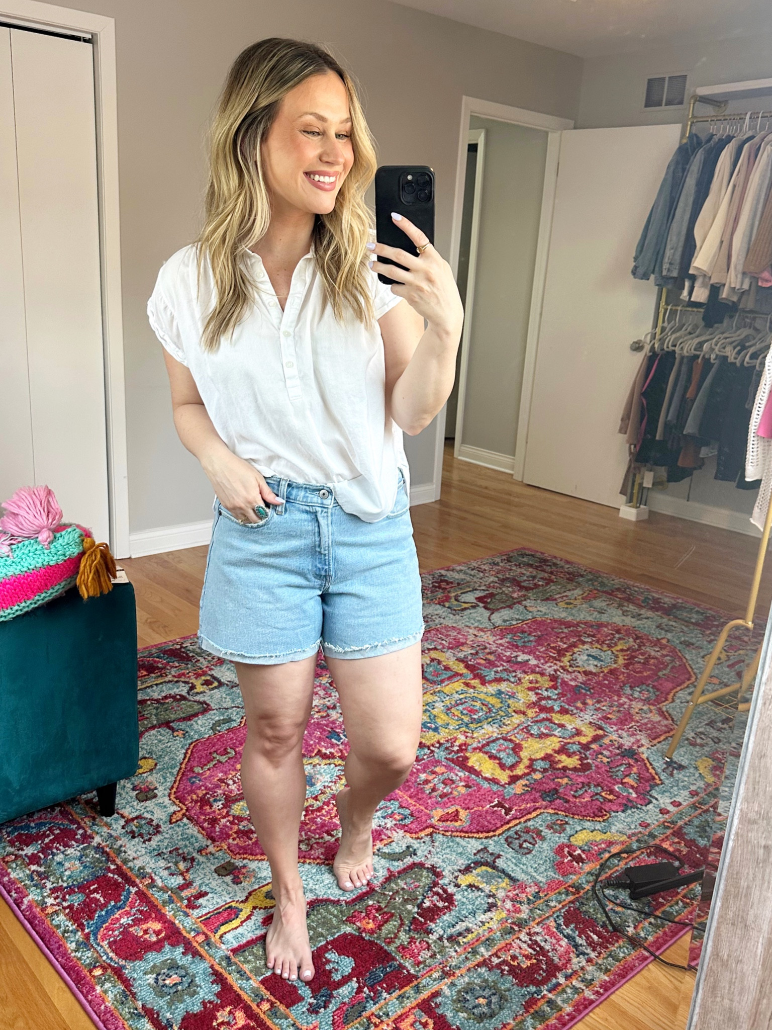 The best jean shorts and on sale! & I linked this white button down 

#LTKstyletip #LTKunder50 #LTKsalealert