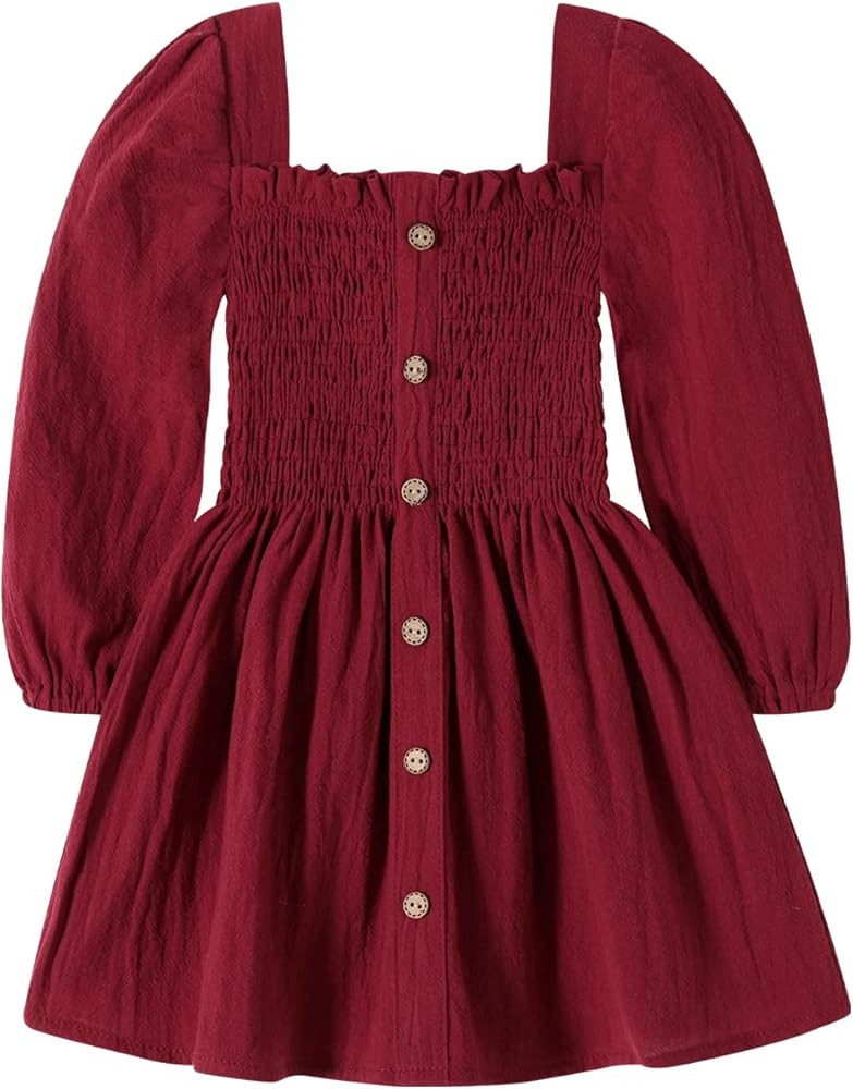 Happy Town Toddler Girl Dress Long Sleeve Play Wear Dress Baby Solid Color Casual Fall Winter Clo... | Amazon (US)