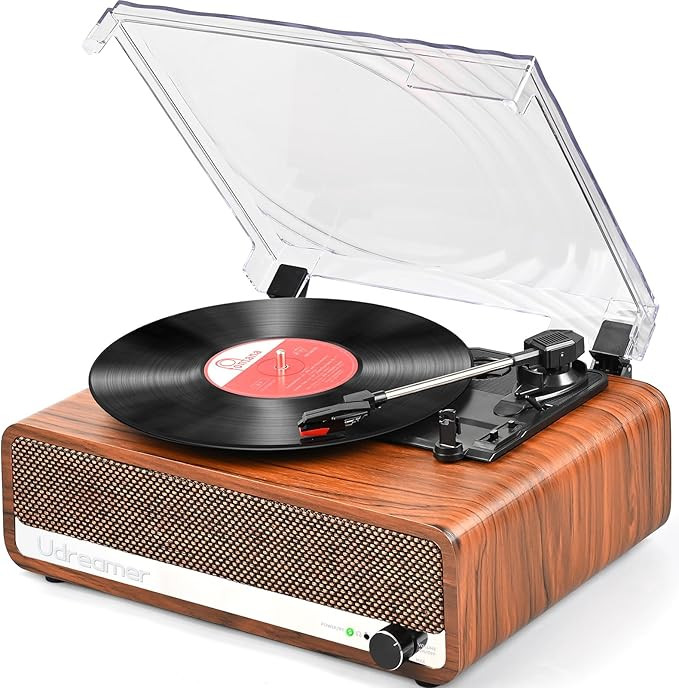 Vinyl Record Player with Speakers,3 Speed Turntable with Latest Bluetooth 5.3, Aux Input, Headpho... | Amazon (US)