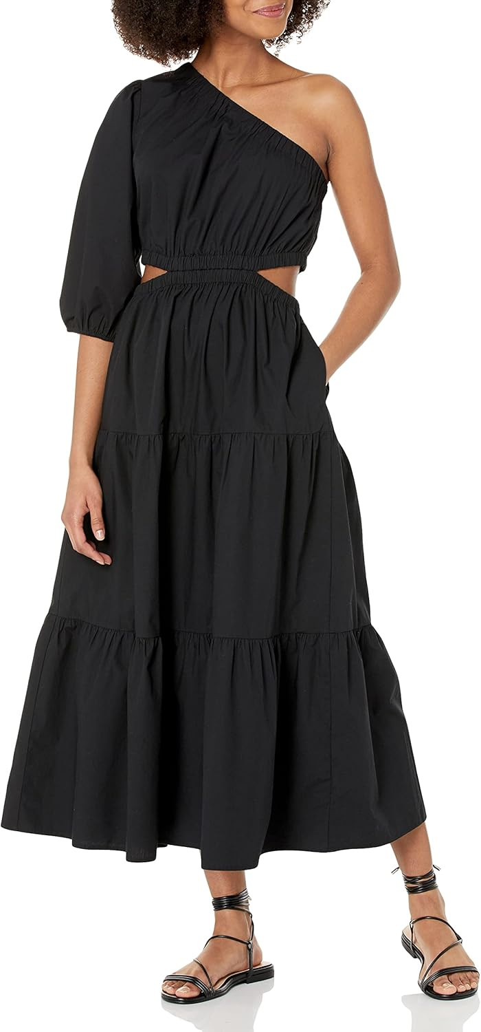 The Drop Women's April One-Shoulder Cut-Out Tiered Midi Dress | Amazon (US)