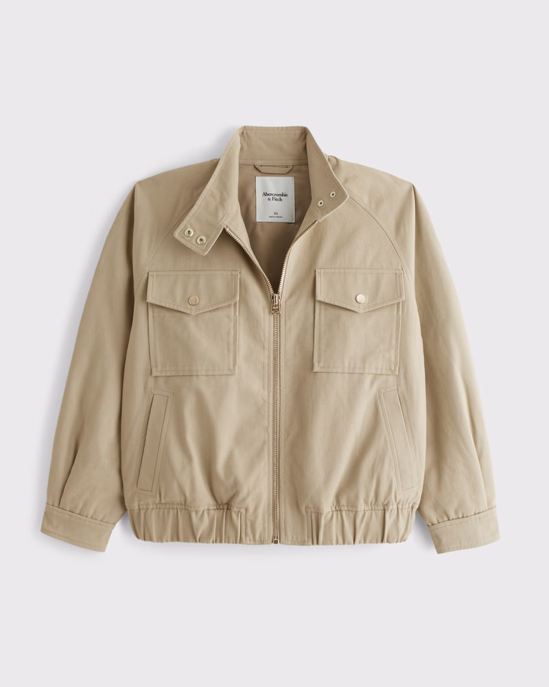 Women's Relaxed Twill Bomber Jacket | Women's Coats & Jackets | Abercrombie.com | Abercrombie & Fitch (US)