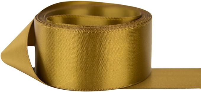 Ribbon Bazaar Double Faced Satin 7/8 inch Antique Gold 25 Yards 100% Polyester Ribbon | Amazon (US)