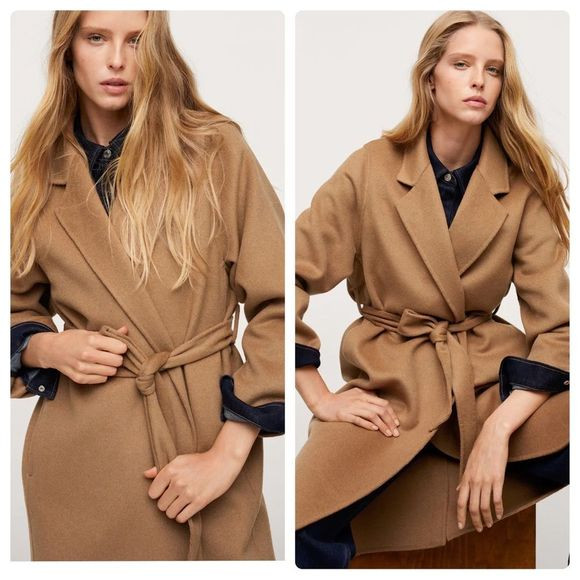 Mango Wool Blend Belted Coat Bloggers Fav New | Poshmark