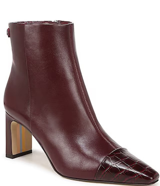 Sam Edelman Saige Leather Crocodile Embossed Pointed Cap Toe Dress Booties | Dillard's | Dillard's
