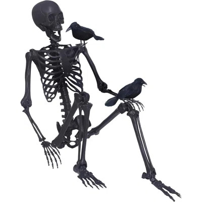 5.4Ft Halloween Skeleton,Full Size Skelenton With Movable Posable Joints And 2PC Black Feathered Crows For Halloween Decorations Outside And Inside | Wayfair Professional
