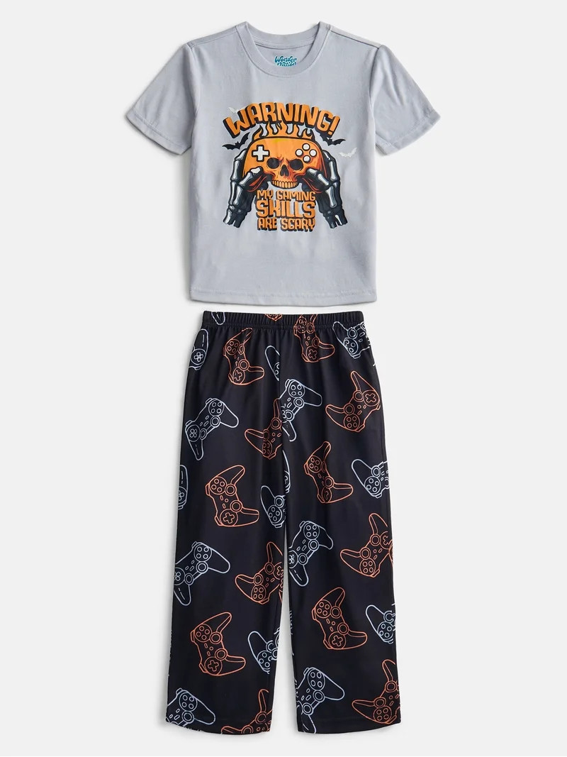 Wonder Nation Boys Short Sleeve Graphic Tee and Wide Leg Pants Sleep Set, 2-Piece, Sizes 4-18 | Walmart (US)