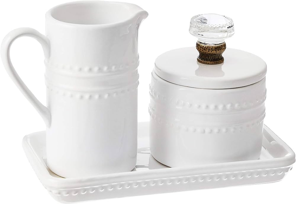 Mud Pie Farmhouse Inspired Vintage Doorknob Cream and Sugar Set, One Size, White | Amazon (US)