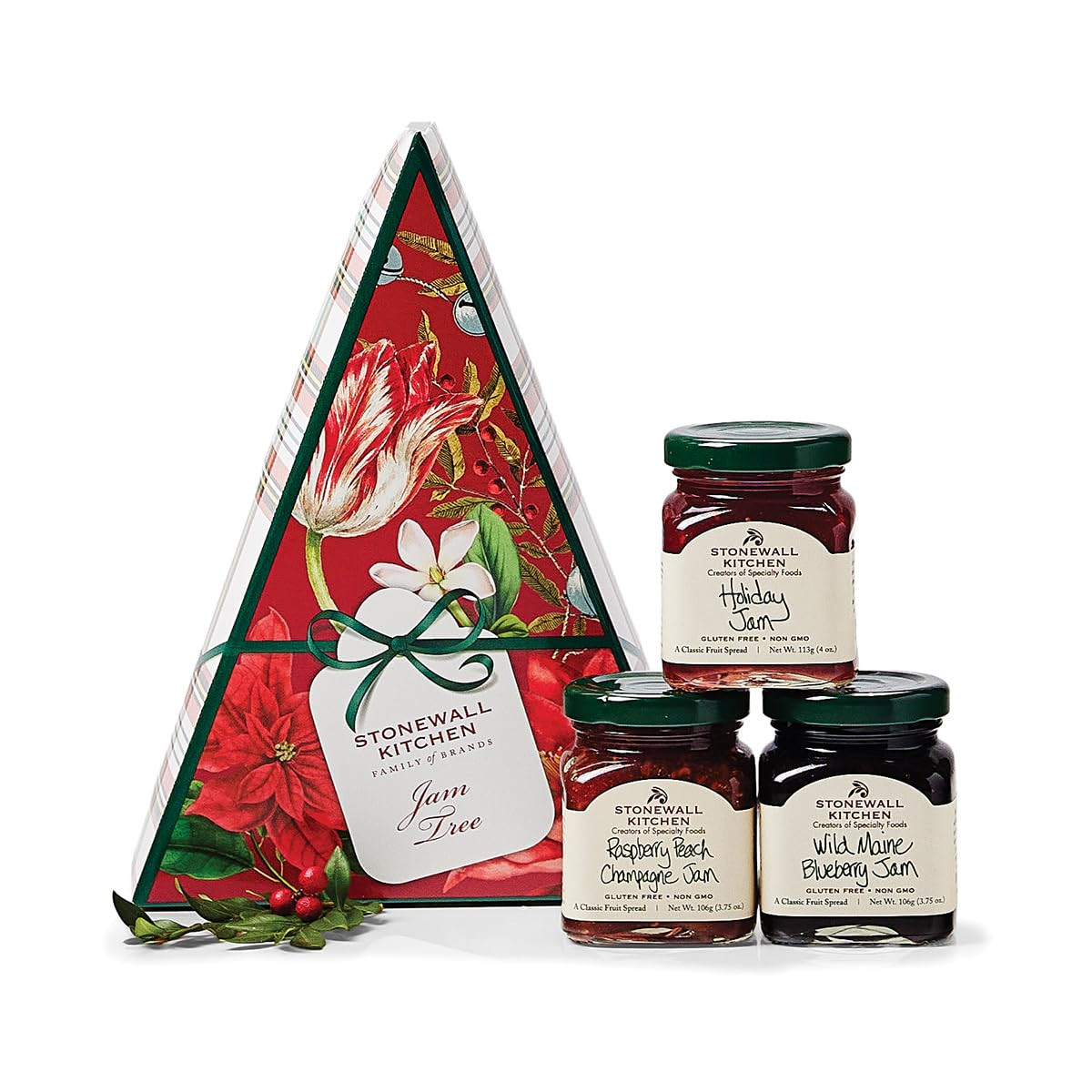 Stonewall Kitchen Holiday 2024 3 Piece Jam Tree Gift Set and Gift Box | Amazon (US)