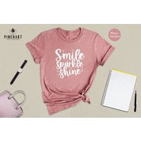 Smile Sparkle Shine Shirt, Inspirational Positive T-Shirt, Quotes, Mental Health Tee, Vibes, Self Love Tee | Etsy (US)